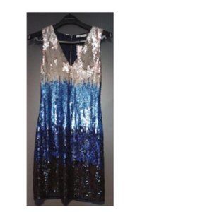 Alice & Olivia sequin dress, size two (black, purplr, blue and gold)